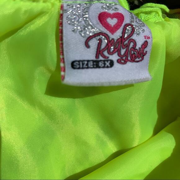 Real Love Neon Yellow and Pink Ruffle Dress Size 6X - Picture 2 of 5